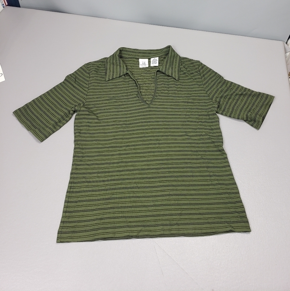 AX Armani Exchange green, black striped shirt size medium